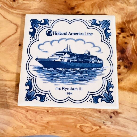 Holland America Line Cruiseline Ms Ryndam III 1994 Ceramic Coaster - Picture 1 of 6